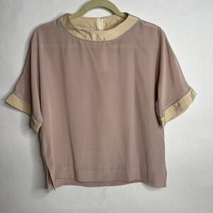 Vintage Wilroy Sport Women's‎ Blush Pink Crop Top Short Sleeve Size 12